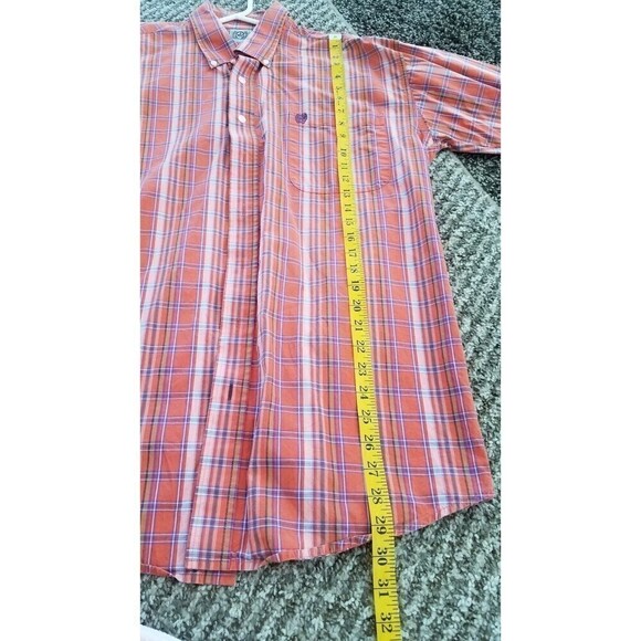 Cinch Shirt Mens Large Button Front Long Sleeve Plaid orange purple - Picture 6 of 7